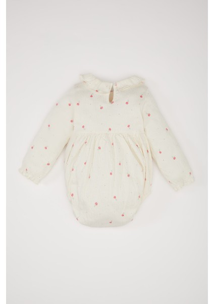 Kız Bebek Yenidoğan Çiçek Desenli Uzun Kollu Çıtçıtlı Body D9092A525SP