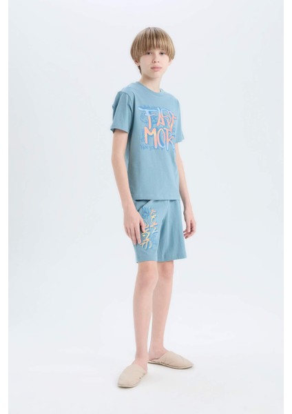 Erkek Çocuk Pijama Takımı Baskılı Kısa Kollu Üst Şort E0157A825SM