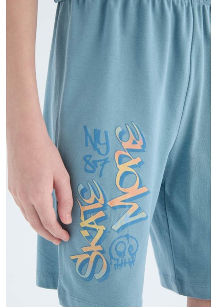 Erkek Çocuk Pijama Takımı Baskılı Kısa Kollu Üst Şort E0157A825SM