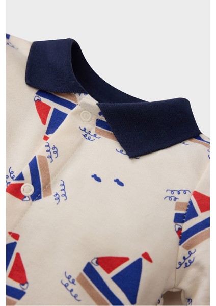 Erkek Bebek Yenidoğan Desenli Uzun Kollu Tulum D9085A525SP