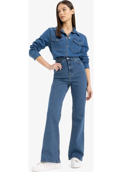 Slim Fit Dar Kesim Jean Gömlek D8757AX25SP