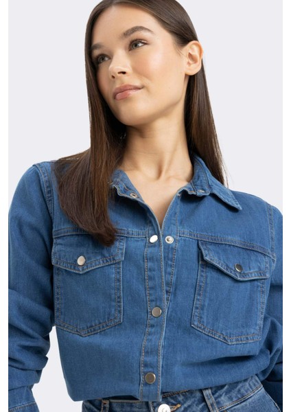 Slim Fit Dar Kesim Jean Gömlek D8757AX25SP