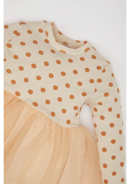 Kız Bebek Çiçekli Uzun Kollu Tül Elbise D9573A525SP