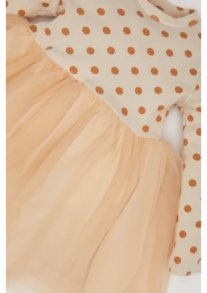 Kız Bebek Çiçekli Uzun Kollu Tül Elbise D9573A525SP