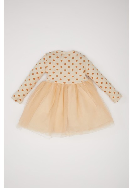 Kız Bebek Çiçekli Uzun Kollu Tül Elbise D9573A525SP