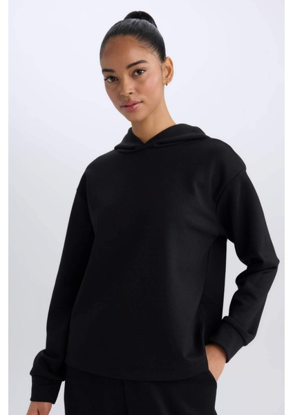 Fit Standart Fit Kapüşonlu Skuba Dalgıç Kumaş Sporcu Basic Düz Sweatshirt A5626AX25SP