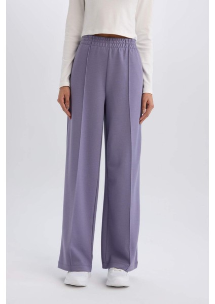 Fit Wide Leg Geniş Paça Sporcu Eşofman Altı Cepli Standart Boy Skuba Dalgıç Kumaş D8316AX25SP