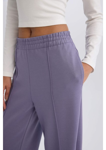 Fit Wide Leg Geniş Paça Sporcu Eşofman Altı Cepli Standart Boy Skuba Dalgıç Kumaş D8316AX25SP