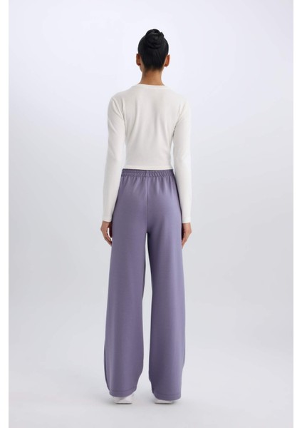 Fit Wide Leg Geniş Paça Sporcu Eşofman Altı Cepli Standart Boy Skuba Dalgıç Kumaş D8316AX25SP