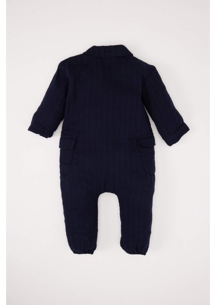 Erkek Bebek Yenidoğan Düğmeli Müslin Uzun Kollu Tulum D9090A525SP
