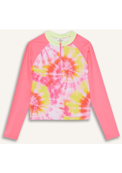 Kız Çocuk 2'li Takım Batik Desenli Uzun Kollu Üst Deniz Şortu C4191A825HS