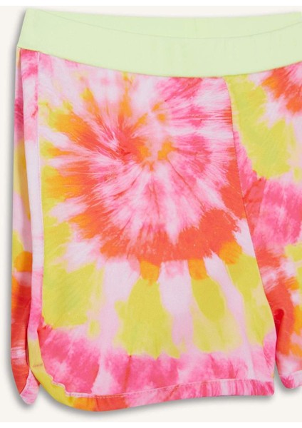 Kız Çocuk 2'li Takım Batik Desenli Uzun Kollu Üst Deniz Şortu C4191A825HS