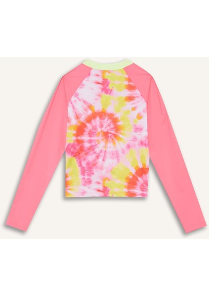 Kız Çocuk 2'li Takım Batik Desenli Uzun Kollu Üst Deniz Şortu C4191A825HS