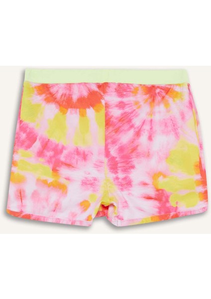 Kız Çocuk 2'li Takım Batik Desenli Uzun Kollu Üst Deniz Şortu C4191A825HS