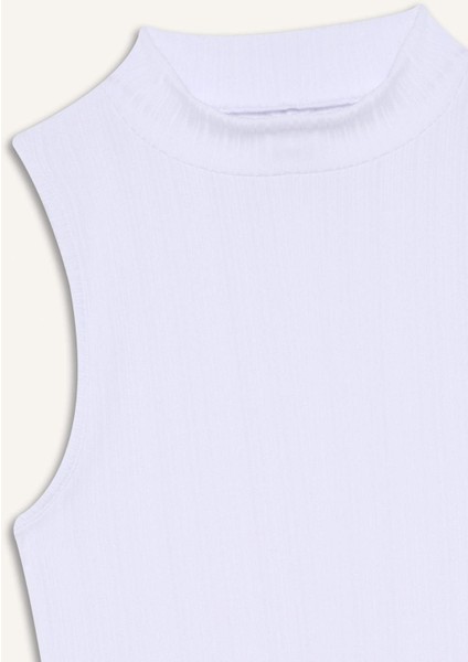 Slim Fit Dar Kesim Yarım Balıkçı Yaka Fitilli Kaşkorse Beyaz Atlet C7703AX25SP