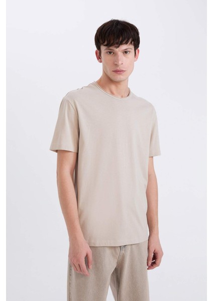 %100 Pamuk Regular Fit Bisiklet Yaka Kısa Kollu Ağır Kumaş Tişört D5481AX25SP