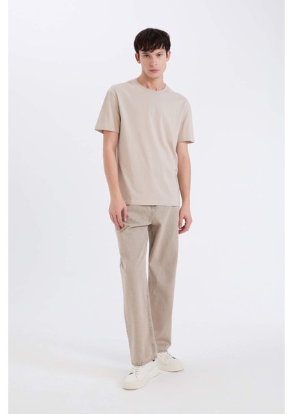 %100 Pamuk Regular Fit Bisiklet Yaka Kısa Kollu Ağır Kumaş Tişört D5481AX25SP