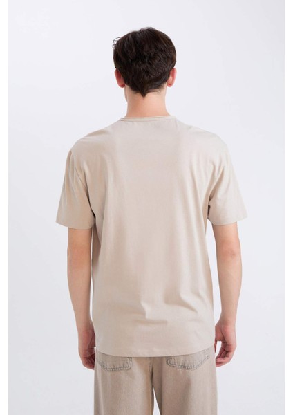 %100 Pamuk Regular Fit Bisiklet Yaka Kısa Kollu Ağır Kumaş Tişört D5481AX25SP