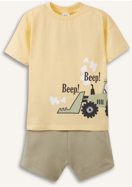 Erkek Bebek 2'li Takım Kısa Kollu Baskılı Tişört Beli Lastikli Şort E1145A525SM