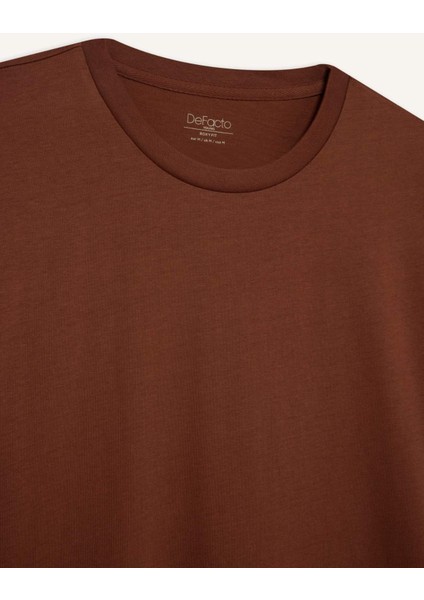 %100 Pamuk Boxy Fit Bisiklet Yaka Basic Düz Kısa Kollu Tişört D6070AX25SP