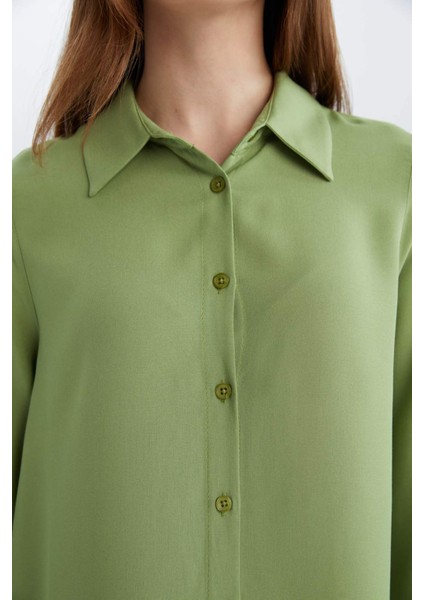 Regular Fit Basic Düz Uzun Kollu Tesettür Gömlek Tunik Z3538AZ25SP