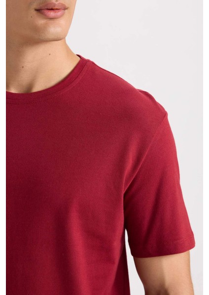 %100 Pamuk New Regular Fit Bisiklet Yaka Basic Düz Kısa Kollu Tişört E1091AXNS