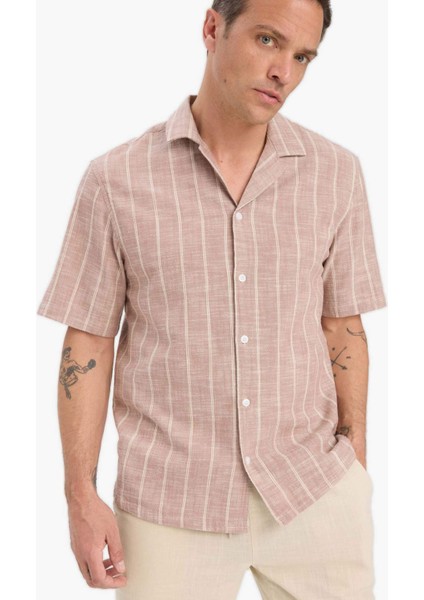 %100 Pamuk Relax Fit Polo Yaka Yazlık Kısa Kollu Gömlek E1732AX25SP