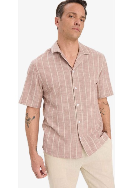 %100 Pamuk Relax Fit Polo Yaka Yazlık Kısa Kollu Gömlek E1732AX25SP
