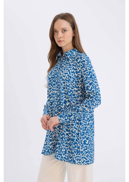 Regular Fit Desenli Uzun Kollu Tesettür Gömlek Tunik Z5833AZ25SP
