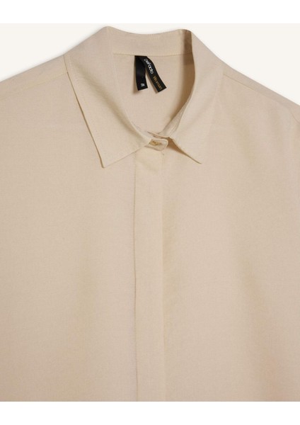 Regular Fit Basic Düz Uzun Kollu Gömlek Tunik E0785AX25SP