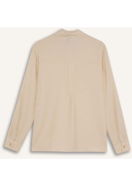 Regular Fit Basic Düz Uzun Kollu Gömlek Tunik E0785AX25SP