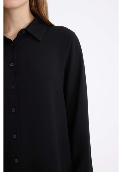 Regular Fit Basic Düz Uzun Kollu Tesettür Gömlek Tunik Z3538AZ25SP