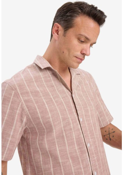 %100 Pamuk Relax Fit Polo Yaka Yazlık Kısa Kollu Gömlek E1732AX25SP