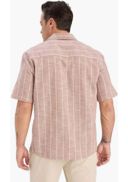 %100 Pamuk Relax Fit Polo Yaka Yazlık Kısa Kollu Gömlek E1732AX25SP