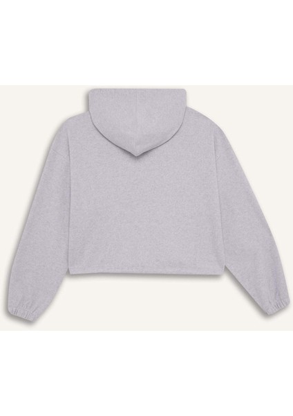 Coool Loose Fit Basic Düz Kapüşonlu Fermuarlı Sweatshirt E1464AX24WN