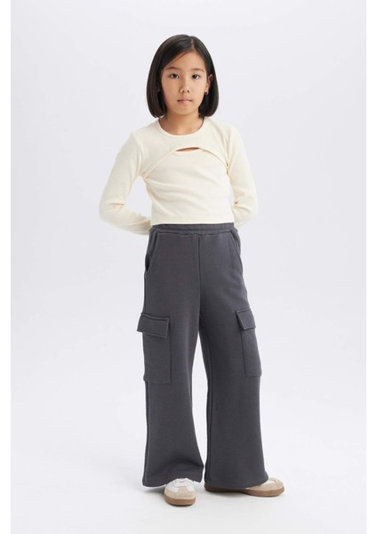 Kız Çocuk Beli Lastikli Kargo Cepli Eşofman Altı E0026A825SP