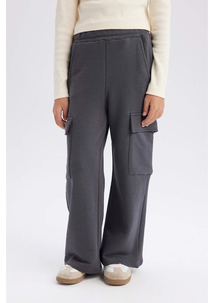 Kız Çocuk Beli Lastikli Kargo Cepli Eşofman Altı E0026A825SP