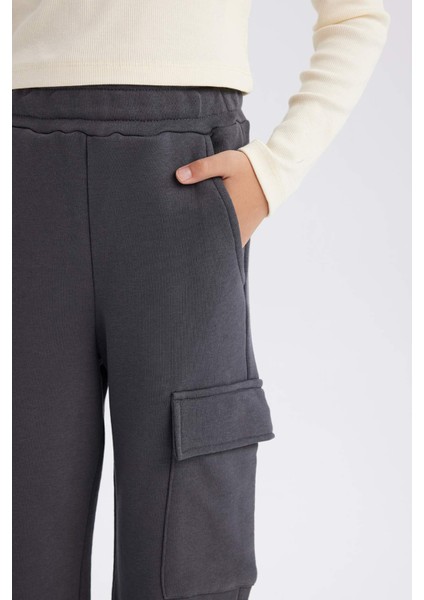 Kız Çocuk Beli Lastikli Kargo Cepli Eşofman Altı E0026A825SP