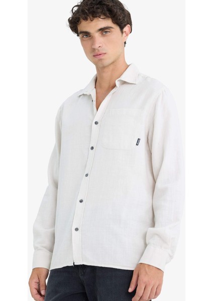 %100 Pamuk Regular Fit Basic Düz Uzun Kollu Gömlek