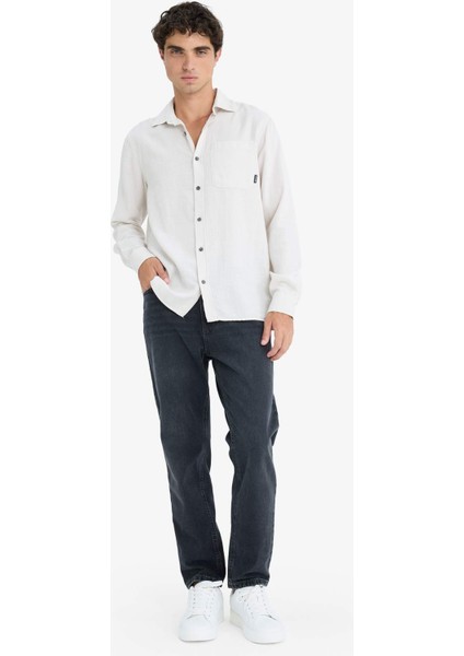 %100 Pamuk Regular Fit Basic Düz Uzun Kollu Gömlek