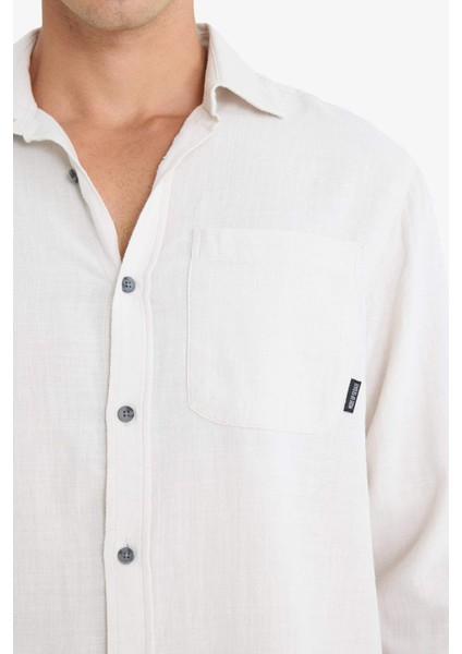 %100 Pamuk Regular Fit Basic Düz Uzun Kollu Gömlek