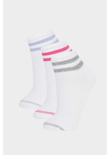 Kadın 3'lü Pamuklu Patik Çorap