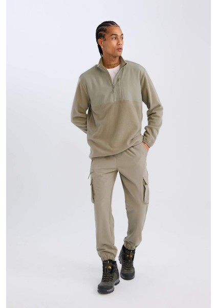 Fit Standart Fit Dik Yaka Fermuarlı Polar Sporcu Sweatshirt D9226AX24WN