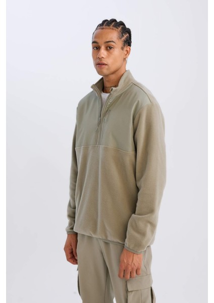 Fit Standart Fit Dik Yaka Fermuarlı Polar Sporcu Sweatshirt D9226AX24WN