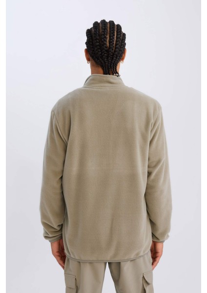 Fit Standart Fit Dik Yaka Fermuarlı Polar Sporcu Sweatshirt D9226AX24WN