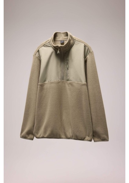 Fit Standart Fit Dik Yaka Fermuarlı Polar Sporcu Sweatshirt D9226AX24WN