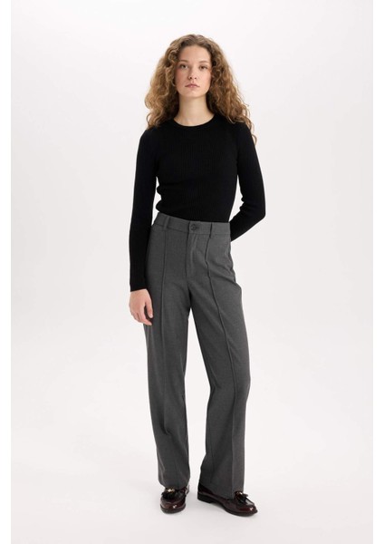 Wide Leg Klasik Kumaş Pantolon Normal Bel Geniş Paça Standart Boy E1518AX24WN