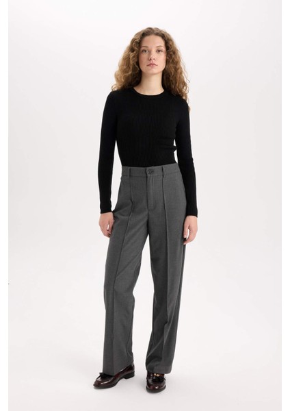 Wide Leg Klasik Kumaş Pantolon Normal Bel Geniş Paça Standart Boy E1518AX24WN