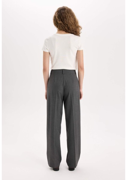Wide Leg Klasik Kumaş Pantolon Normal Bel Geniş Paça Standart Boy E1518AX24WN
