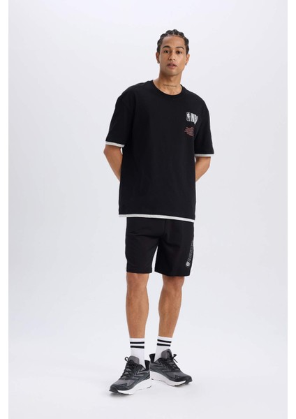 Fit NBA Brooklyn Nets Oversize Geniş Kalıp Bisiklet Yaka Sırt Baskılı Kısa Kollu Tişört D6562AX25SP